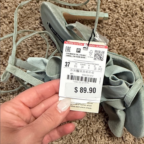 Zara Ruffled Sage Green Sandals - Picture 3 of 4